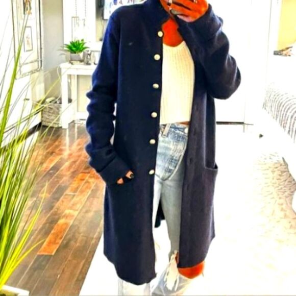 ADRIENNE VITTADINI  KNITTED WOOL BLEND FUNNEL NECK CARDI COAT - Picture 1 of 6